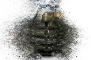 El bombası üzerinde beyaz izole arka plan 3d çizim açılımı
