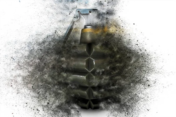 흰색 절연된 배경 3d 그림에 폭발 시 수류탄 — 스톡 사진