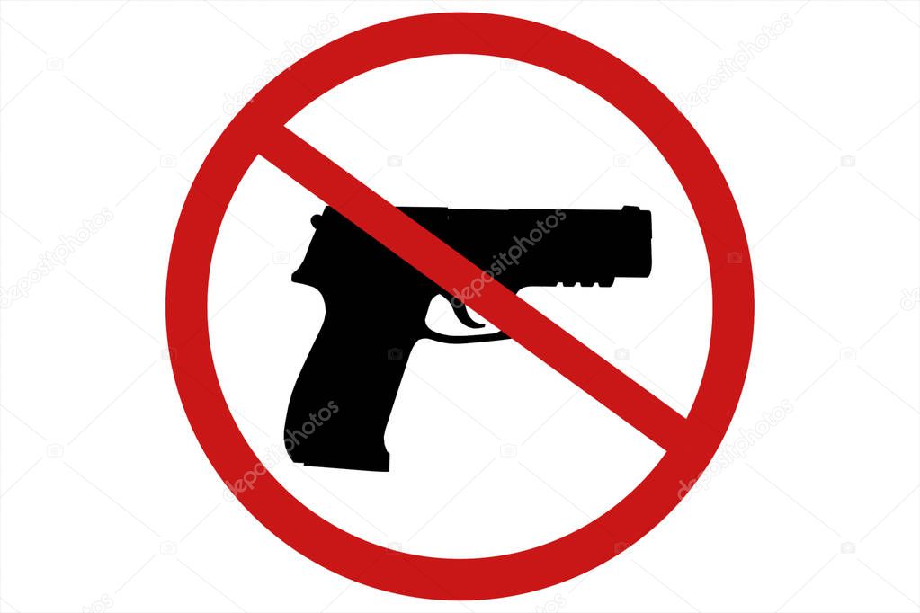 Prohibiting sign for gun. No gun sign. 3d illustration