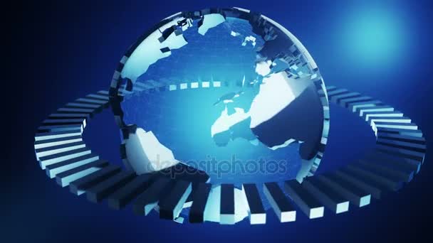 Globo brillante azul digital de la Tierra . — Vídeos de Stock