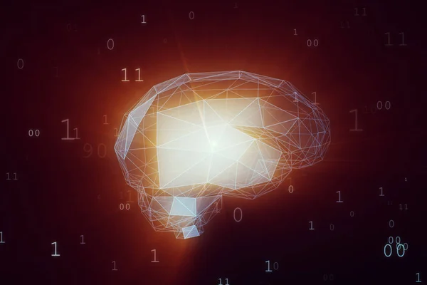 Cyfrowy sztucznej inteligencji mózgu w chmurze dane binarne 3d ilustracji — Zdjęcie stockowe