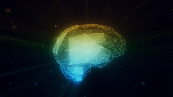 Cyfrowy sztucznej inteligencji mózgu w chmurze dane binarne 3d ilustracji — Zdjęcie stockowe