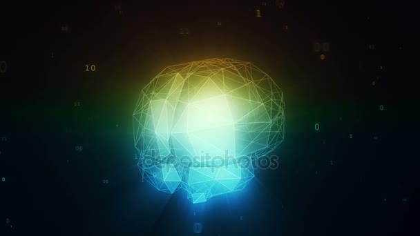 Cerebro de inteligencia artificial digital en la nube de datos binarios — Vídeos de Stock