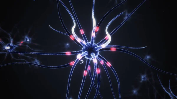 Överföringen av elektriska impulser till nervceller. 3D illustration — Stockfoto