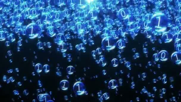 O código binário dentro das bolhas sobe — Vídeo de Stock