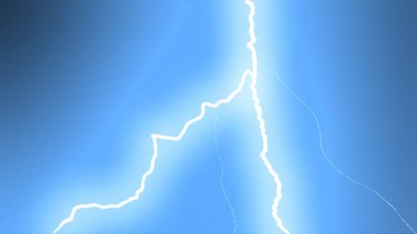 Siyah arka plan üzerinde birkaç yıldırımlar. Mavi. Elektrik fırtınası. 3D çizim