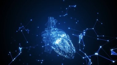 Kaotik noktalar ve çizgiler soyut geometrik kompozisyon bir gölge 3d illüstrasyon kalp atmalarını yerleştirilir