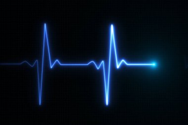 Mavi parlak neon kalp nabız grafik illüstrasyon