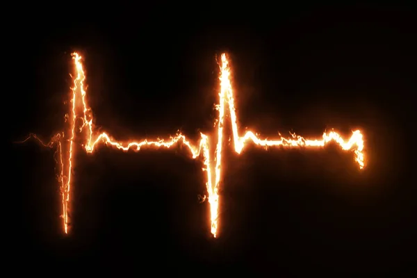 Burning pulse heart line monitor cool illustration