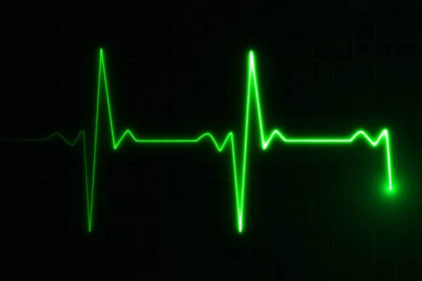 Neon Heart beat pulse in green illustration — Stock Photo, Image