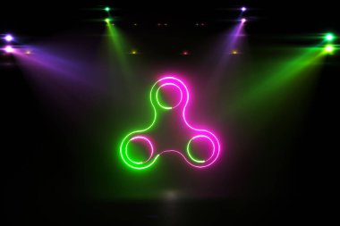 Pembe yeşil spinner 3d çizim döndürme parlayan