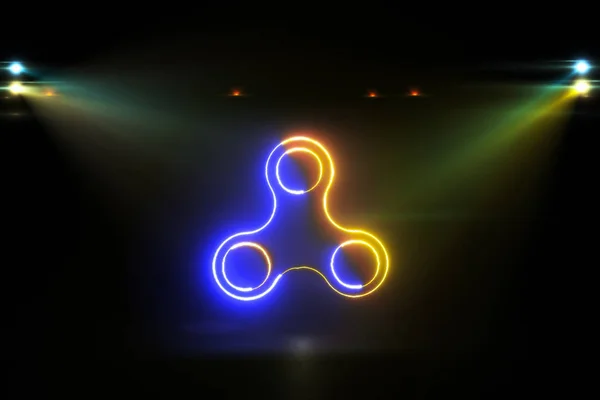 Brilhante girando azul amarelo spinner 3d ilustração — Fotografia de Stock