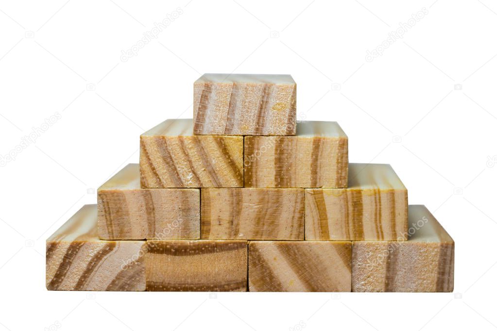 wooden blocks on a white background isolated