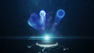 Poligonal hologram hareket grafik görüntüleri yayını ve teknoloji, bilim, uzay, galaksi hakkında filmler için