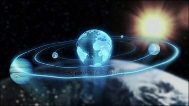 Hologram planet Earth, ay, Jüpiter bir elips alan boyunca hareket