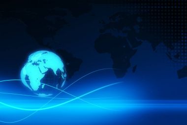 3d resimde arka plan mavi dünya teknoloji, iş ve iletişim
