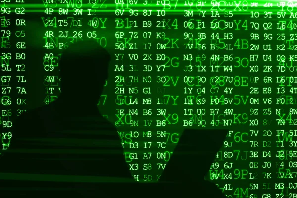 Obraz koncepcyjny hakera na ilustracja 3d matrix tle upadku zielony komputer kod cyfry — Zdjęcie stockowe