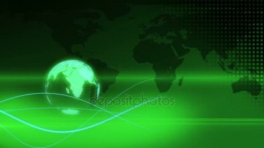 Yeşil bir dünya teknoloji, iş ve iletişim arka plan döngü.