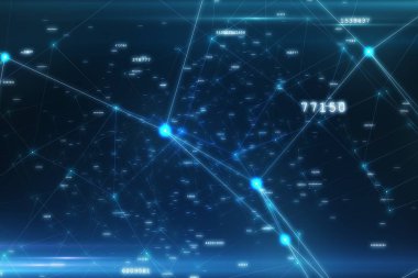 Fütüristik soyut bağlantıları, teknolojik alan 3d çizim