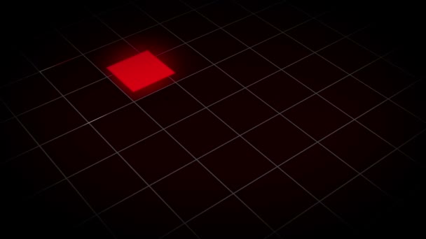 Анимация светящихся квадратов в сетке. Бесшовный цикл. Плоский дизайн. Место для текста — стоковое видео