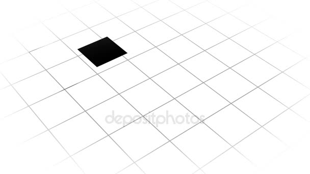 Animation of a square in a grid in black and white — Stock Video