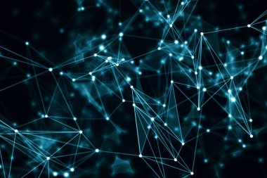 çizgiler ve noktalar hareketli mavi geometrik arka plan. 3D çizim