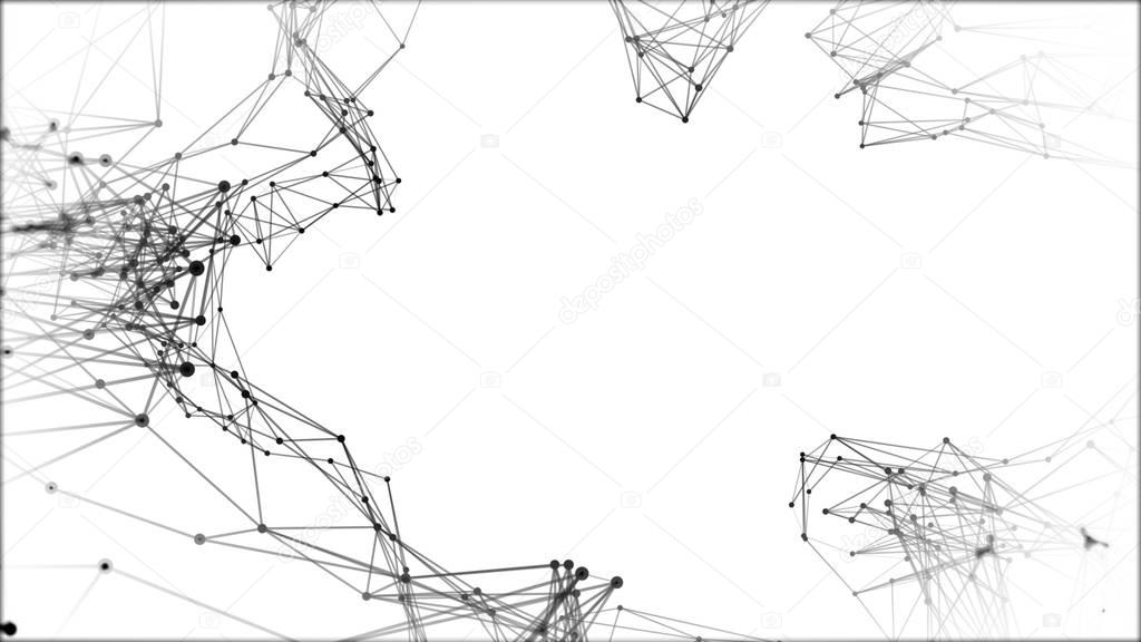 Growing network connections. 2 colors in 1 file. Gray and black. Technology background. 3d illustration