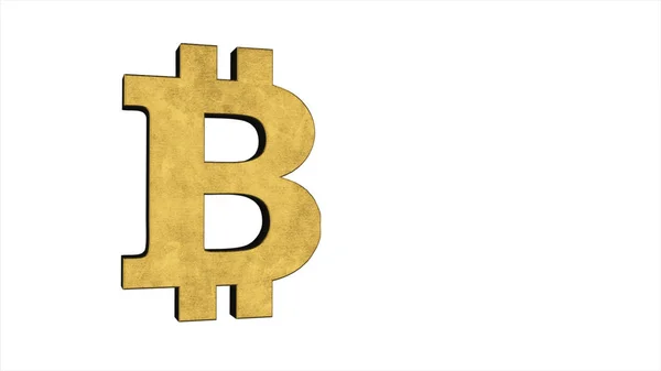 Símbolo dorado de bitcoin aislado sobre fondo blanco. Cripto moneda, negocio electrónico y concepto de tecnología. ilustración 3d — Foto de Stock