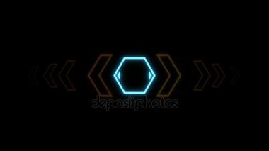 Onaltılık köşe ile fütüristik screensaver. Okumak Hud Heads Up ekran tarayıcı yüksek teknoloji hedef dijital. Geometrik parçacıkları ile dijital arka plan. Sorunsuz döngü