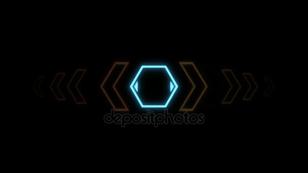 Futuristic screensaver with hex corner. HUD Heads Up Display Scanner high tech target digital read out. Abstract digital background with geometric particles. Seamless loop — Stock Video