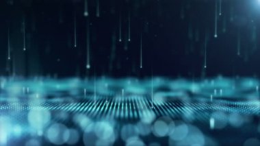 Hareket eden ve titreşen parçacıklarla soyut arkaplan. Bokeh 'in arka planı. Kusursuz döngünün animasyonu.