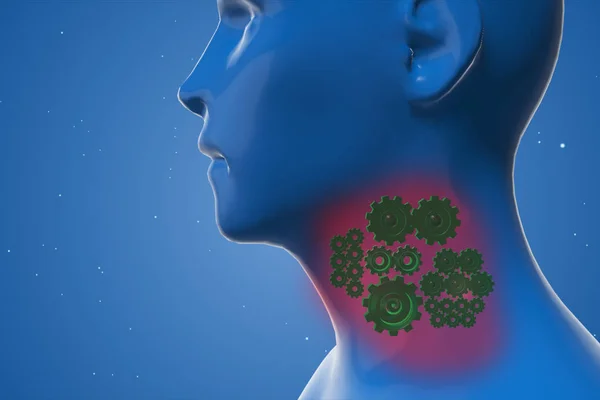 Meccanismo per proteggere una gola umana malata illustrazione 3d — Foto Stock