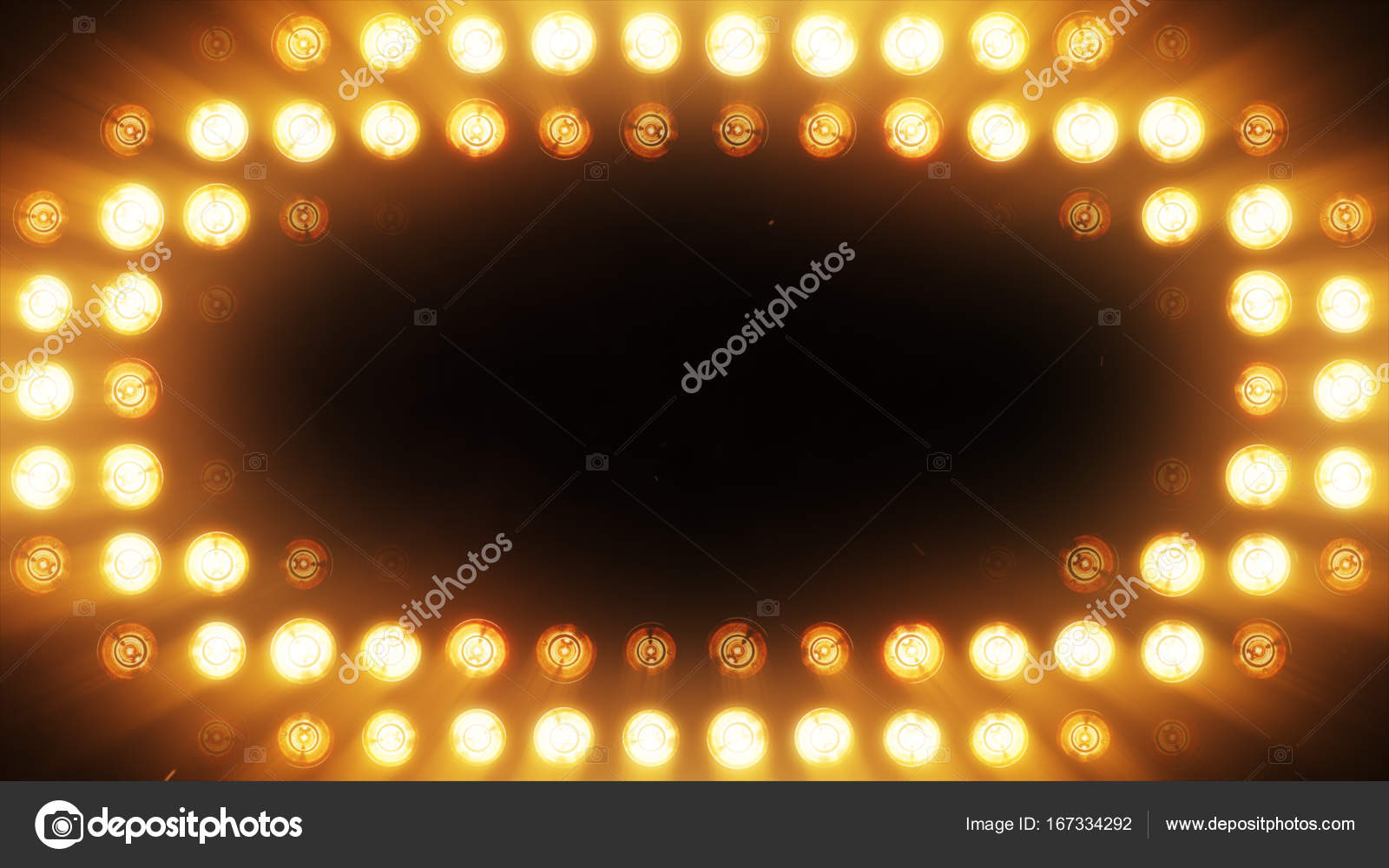 The Wall Of Bright Orange Incandescent Lamps Lights Up Along