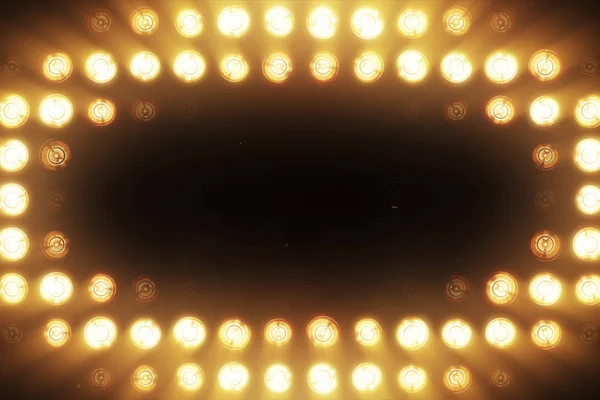 Väggen i glödlampor är ljusorange. LED bakgrund — Stockfoto