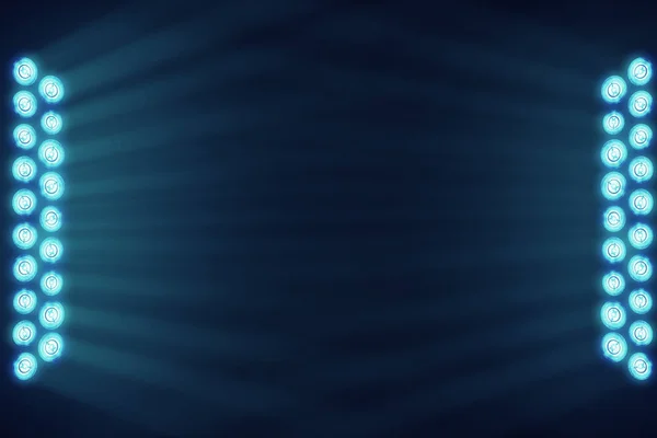 Τόπο λαμπρό στάδιο φώτα αναβοσβήνουν με μπλε χρώμα για το χώρο σας αντίγραφο κείμενο — Φωτογραφία Αρχείου