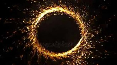 Soyut yangın halka ateş alev yanan havai fişek sorunsuz Alfa animasyon. Yangın daire desen veya soğuk ateş veya siyah arka plan havai fişek kıvılcım.