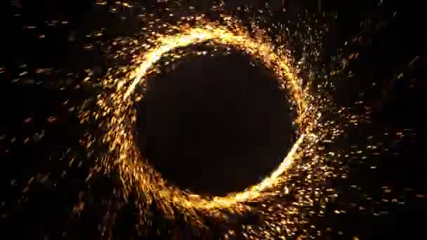 Animation alpha sans couture de feu abstrait anneau de feu feux d'artifice de la flamme brûlant. Étincelle motif cercle de feu ou feu d'artifice froid ou feux d'artifice en fond noir .