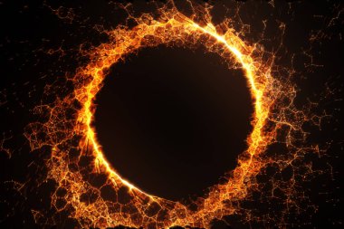 Her yöne bir daire 3d resimde etrafta uçan Sparks