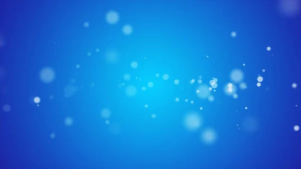 Particules scintillantes, mouvement aléatoire de particules de couleur bleue, illustration 3D — Photo