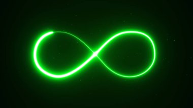 Infinity şekilden koyu arka plan üzerinde yeşil neon görünümünü illüstrasyon.