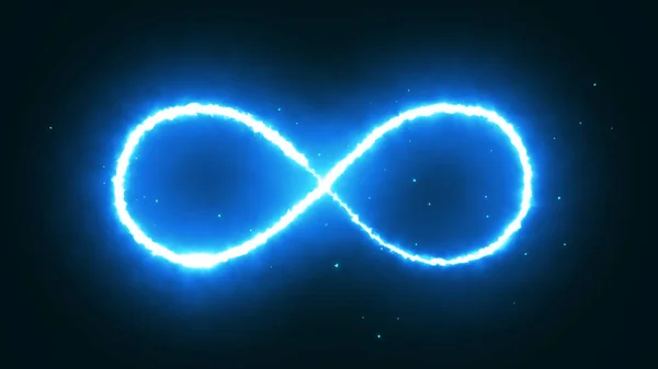 Wygląd ilustracja kształt infinity od niebieski ogień na ciemnym tle. — Zdjęcie stockowe