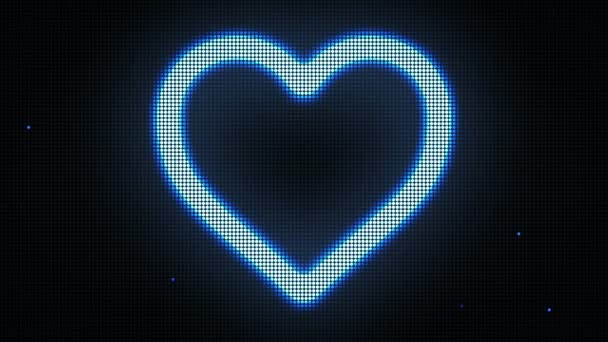 Σχήμα καρδιάς στην ψηφιακή οθόνη. Αδιάλειπτη βρόχο κινούμενα σχέδια. Διαφορετικά χρώματα και σχήματα στο προφίλ μου. — Αρχείο Βίντεο