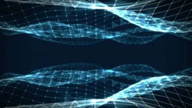 Noktalar ve çizgiler bağlanma çokgen alanı düşük Poli koyu mavi arka plan soyut. Bağlantı yapısı. Fütüristik Hud arka plan. 3D çizim