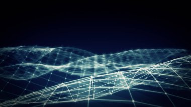 Noktalar ve çizgiler bağlanma çokgen alanı düşük Poli koyu mavi arka plan soyut. Bağlantı yapısı. Fütüristik Hud arka plan. 3D çizim