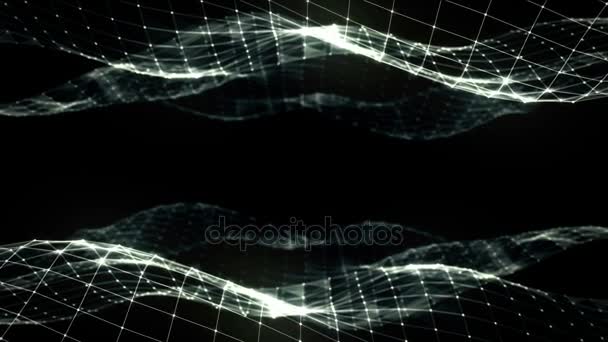 Абстрактний багатокутний простір низький полі темний фон з з'єднувальними точками і лініями — стокове відео