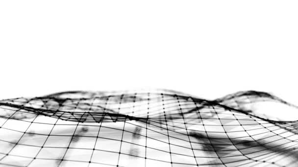 Espacio poligonal abstracto bajo fondo polivinílico blanco y negro con puntos de conexión y líneas — Vídeos de Stock