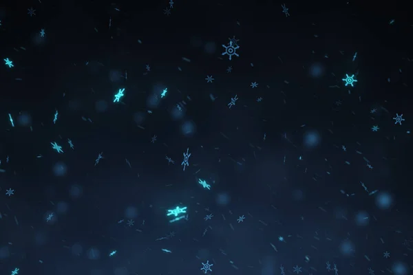 Fulgi de zăpadă căzuți, fundal zăpadă magică ilustrație 3d — Fotografie, imagine de stoc