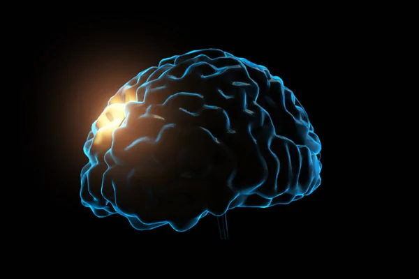 Cerebro humano con impulsos neuronales. Girando. Loopable. Azul. Blanco y negro. Ciencia. Más opciones en mi cartera. ilustración 3d — Foto de Stock