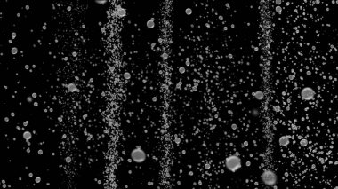 Kabarcık dalgalanmaları siyah arka plan üzerinde yukarı doğru hareket ettirin. 3D çizim