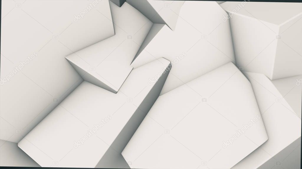 Abstract background of rotating cubes 3d illustration
